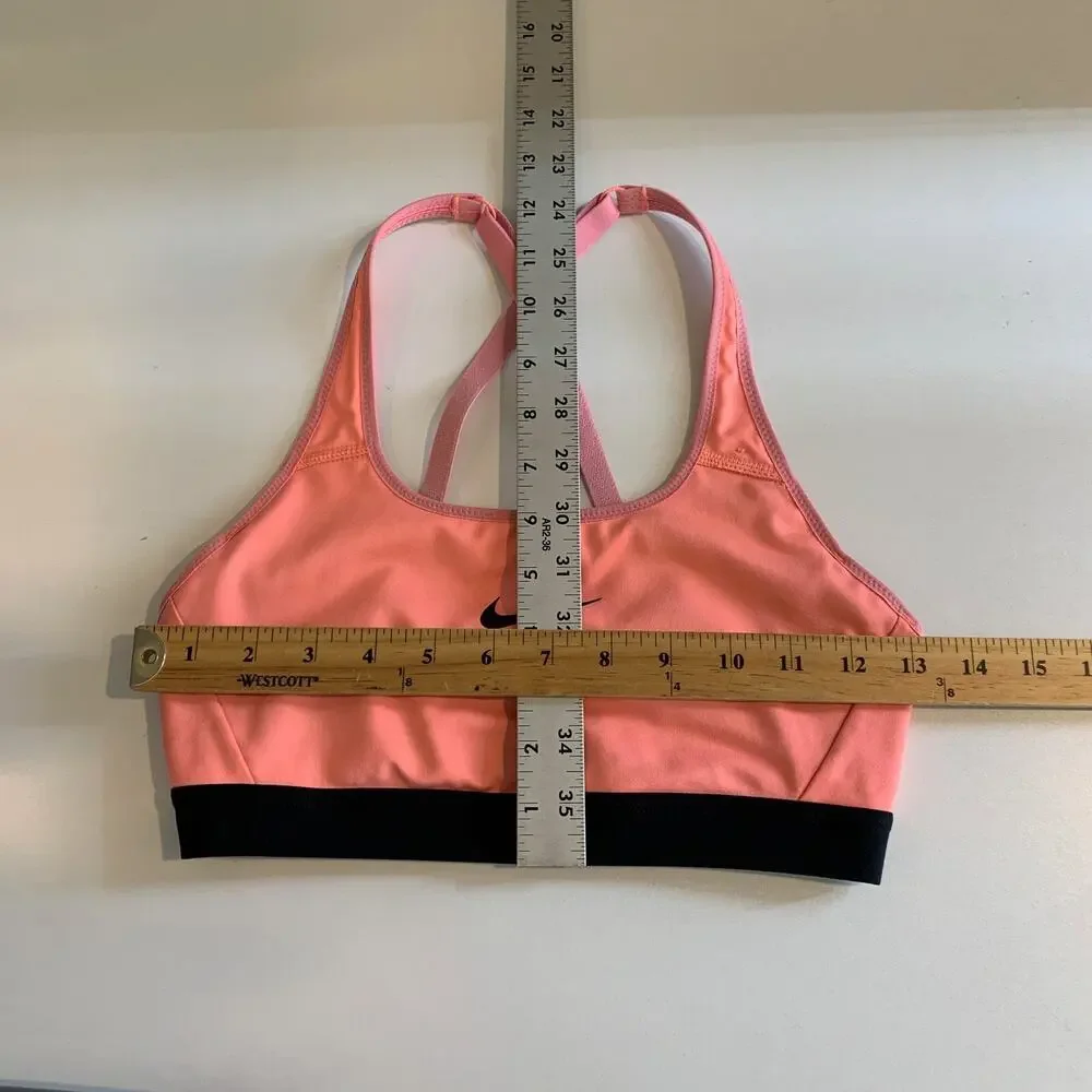 Nike Sports Bra Womens S Small Salmon Black Dri Fit Open Crossback‎ Unpadded